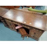 Carved oak desk/ dressing table
