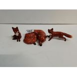 3 x Beswick foxes