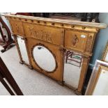 Antique 3 panelled overmantle 1,4m long with cherub decoration