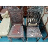 4 x heavily carved Antique chairs