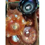 3 Boxes of Carnival Glass Bowls, Dishes and Vases