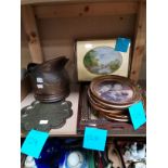 Misc. items incl oval oils, coal scuttle, mirror etc