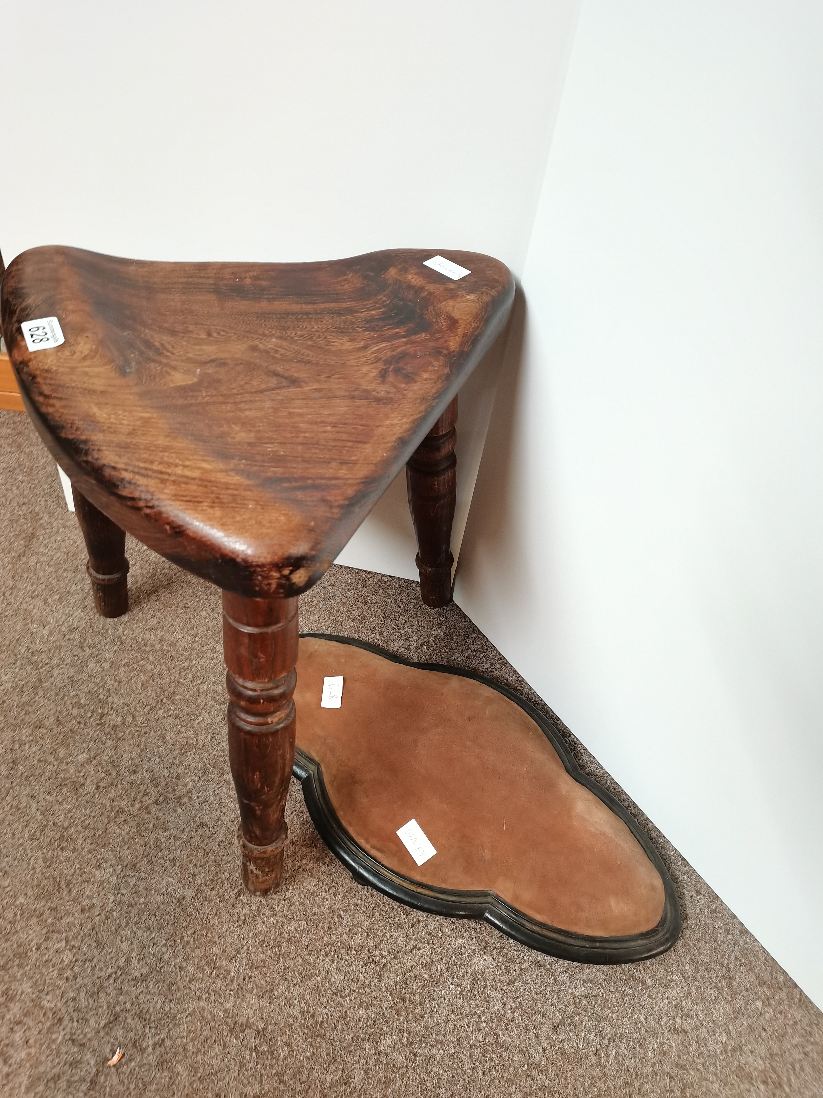 2 x oak stools - Image 2 of 2