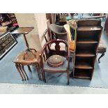 Antique chair, bookcase etc