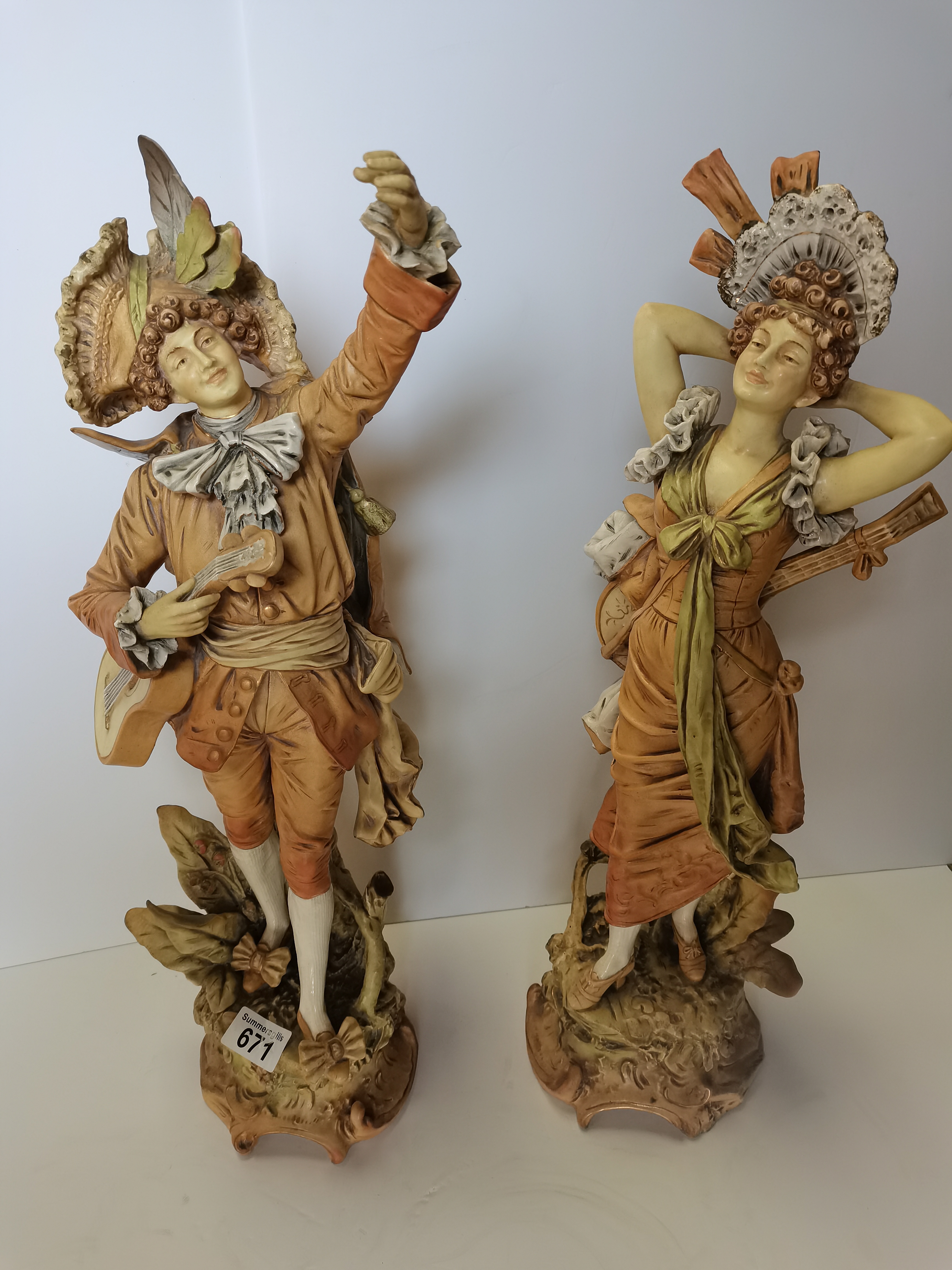 Pair of 60cm Austrian style figures - Image 3 of 3
