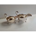 2 x silver gravy boats 535g