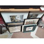 Selection of pictures including Antique map of York