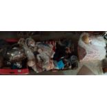 3 boxes of misc items incl dolls, EPNS, mask and bird figures etc