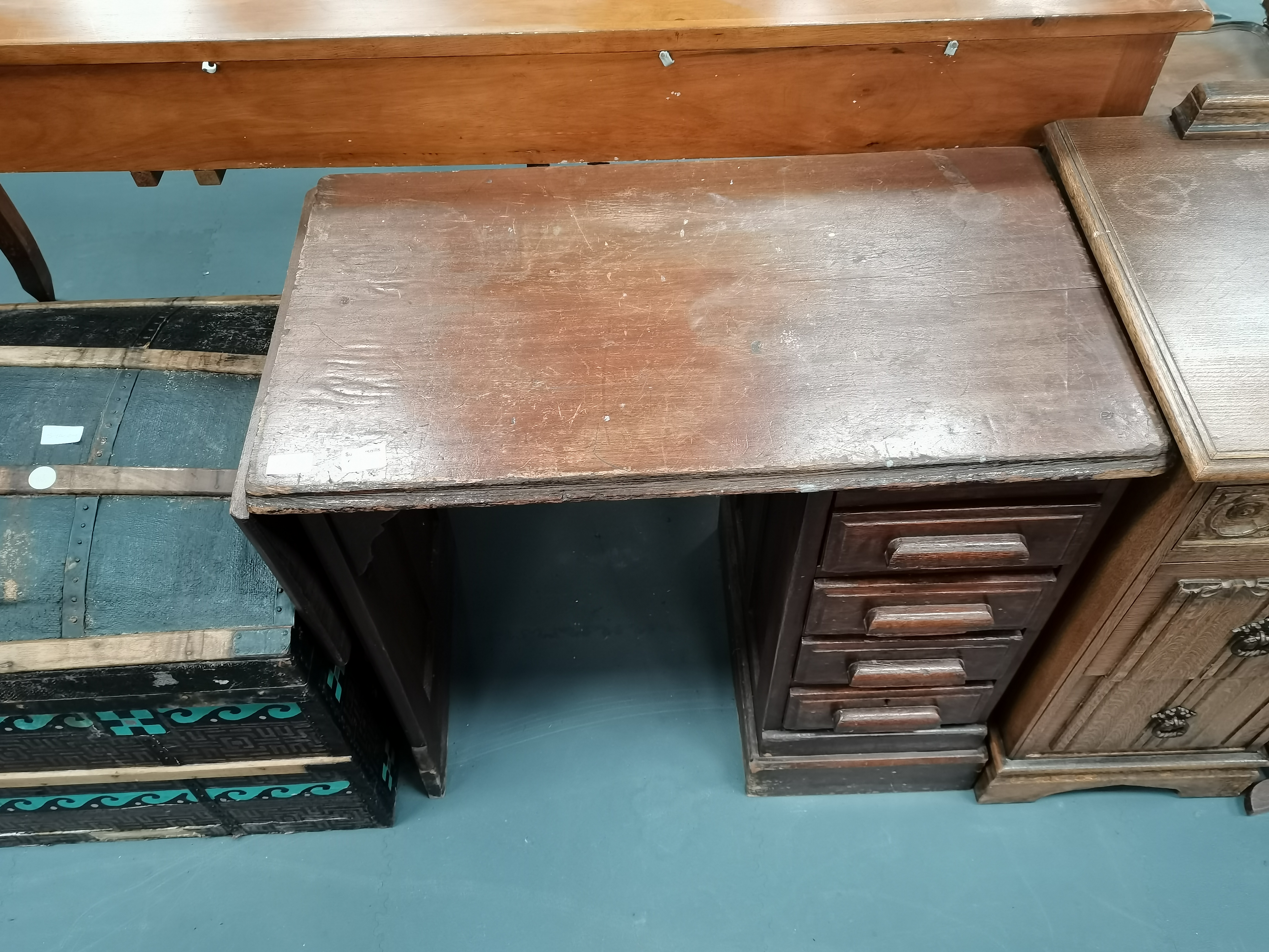 Oak desk and trunk