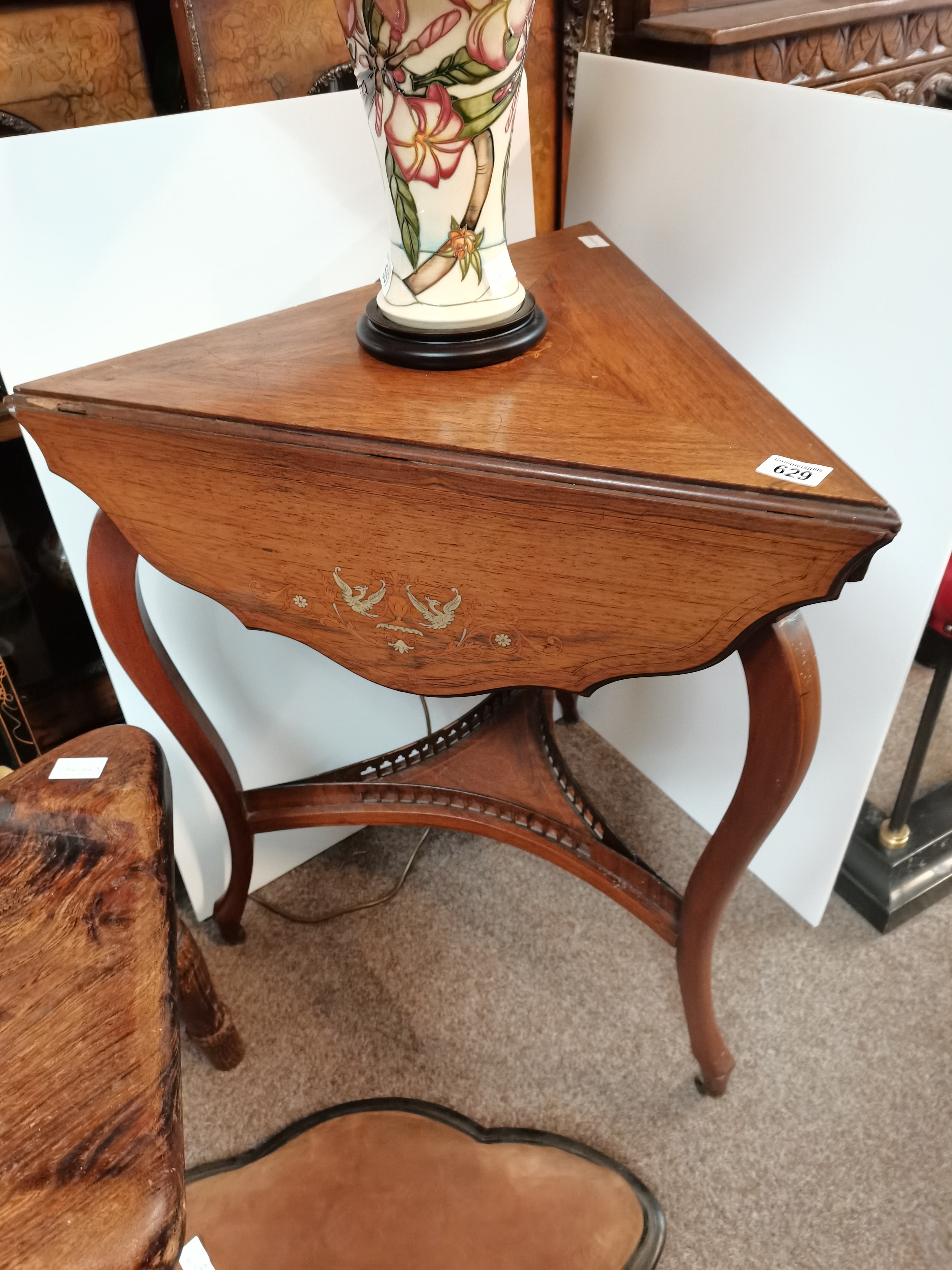 Antique rosewood with Phonix decoration side table