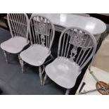 3 Antique windsor chairs and dressing table