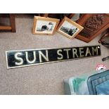 1.45cm x 20cm brass original railwat/ train name plate SUN STREAN and photos