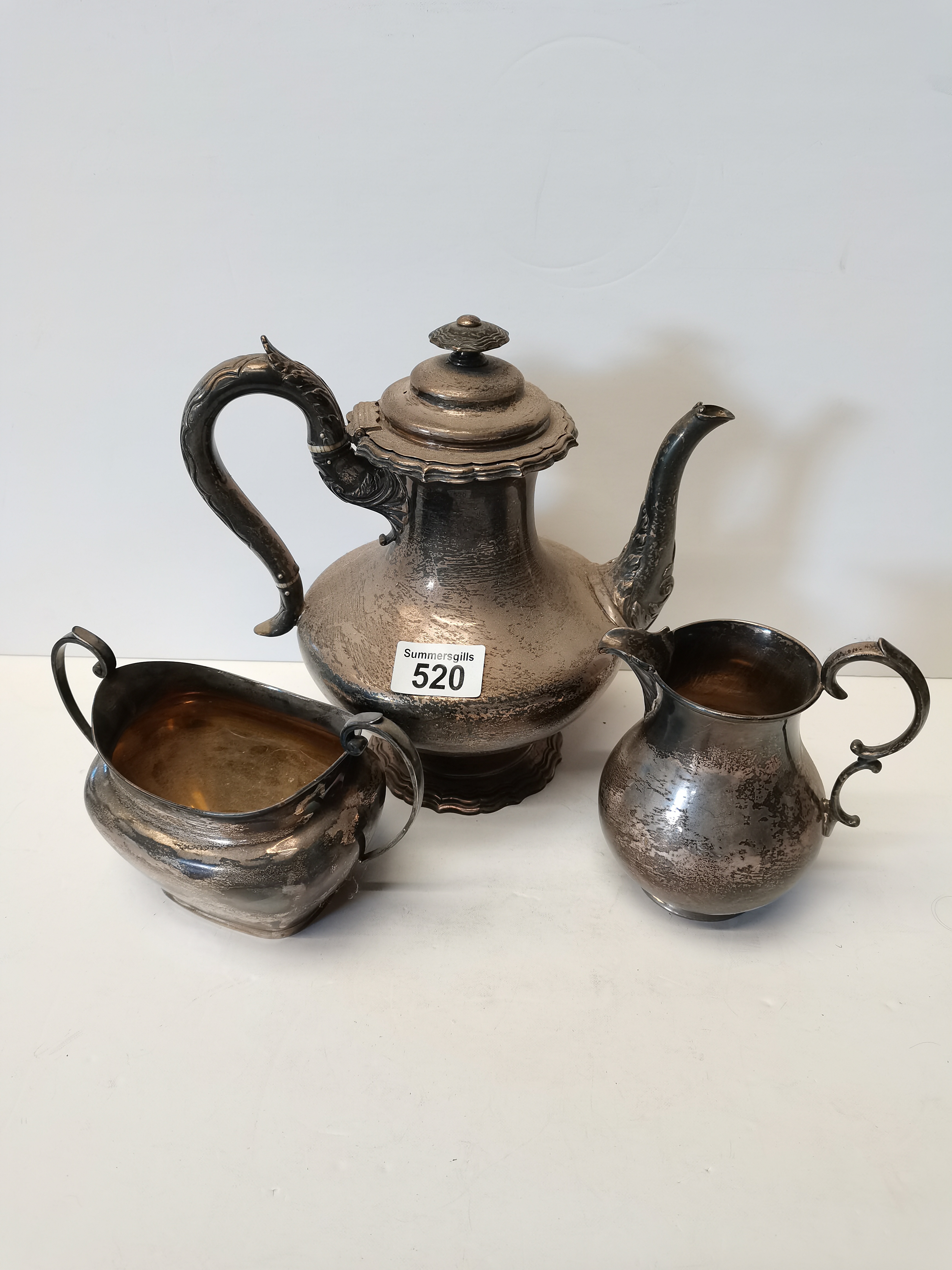 Silver Tea Pot and 2 silver jugs