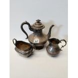 Silver Tea Pot and 2 silver jugs