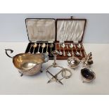 London silver tea spoons, plated tea spoons , Birmingham silver gravy boat etc.