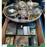 Old Advertising Tins and Bottles Plus Quantity of Plated Items