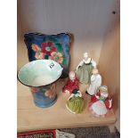 5 Doulton figures, 2 Doulton floral items