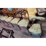 Set of 4 antique fruitwood and quality hand painted dining chairs