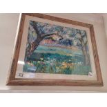 Oil painting Orchard Spring W Priest