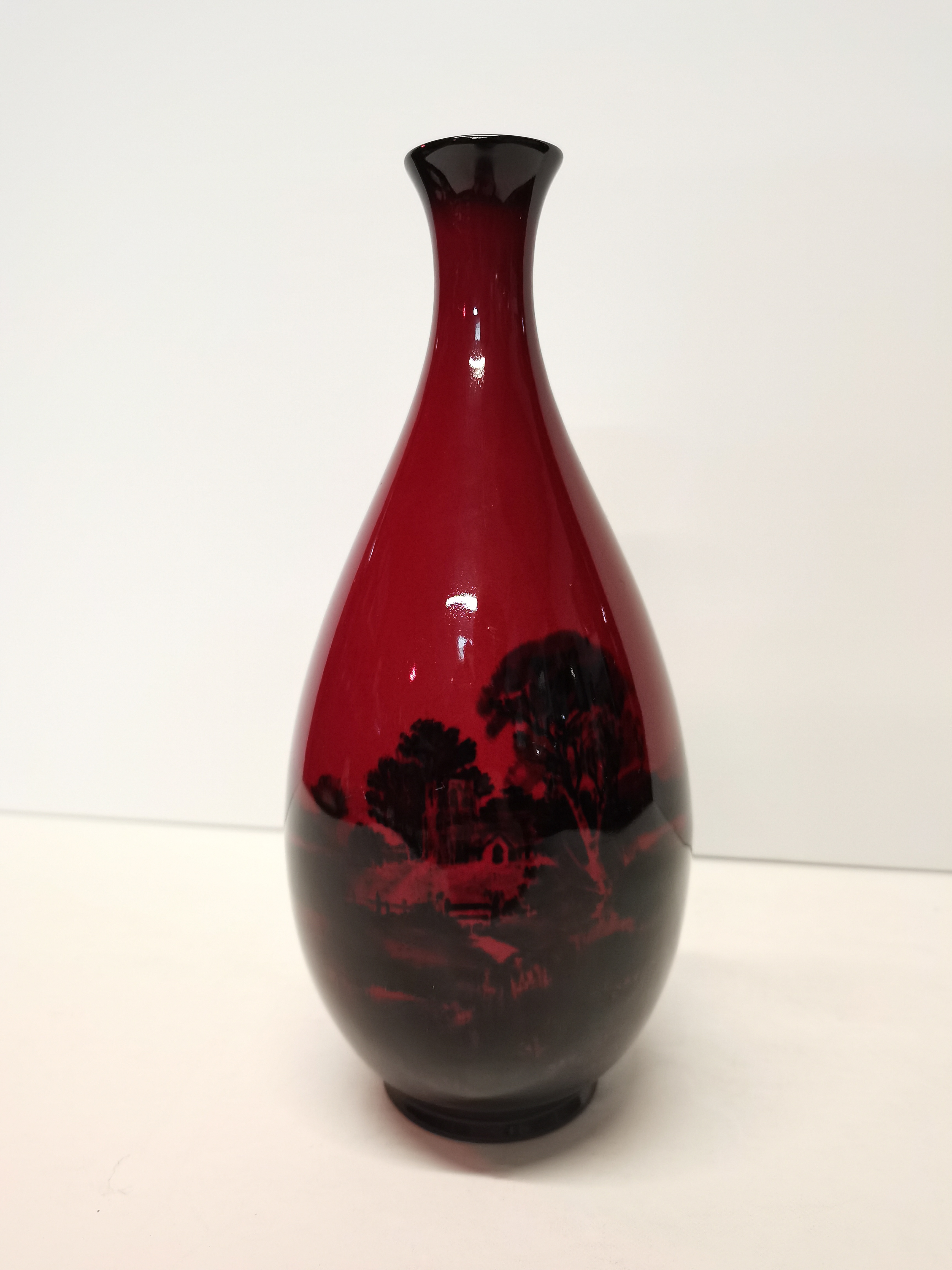 Royal Doulton flambe vase with country scene 21cm ht - Image 2 of 3
