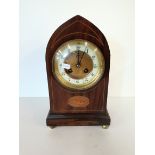 Edwardian inlaid Mantle Clock with key