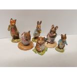 6 Beswick Beatrix Potter - Johnny Town-mouse, Peter with daffodils, Mrs Tittlemouse, Mr Tod,