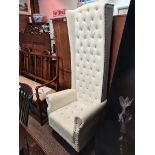 Cream leather high backed chair
