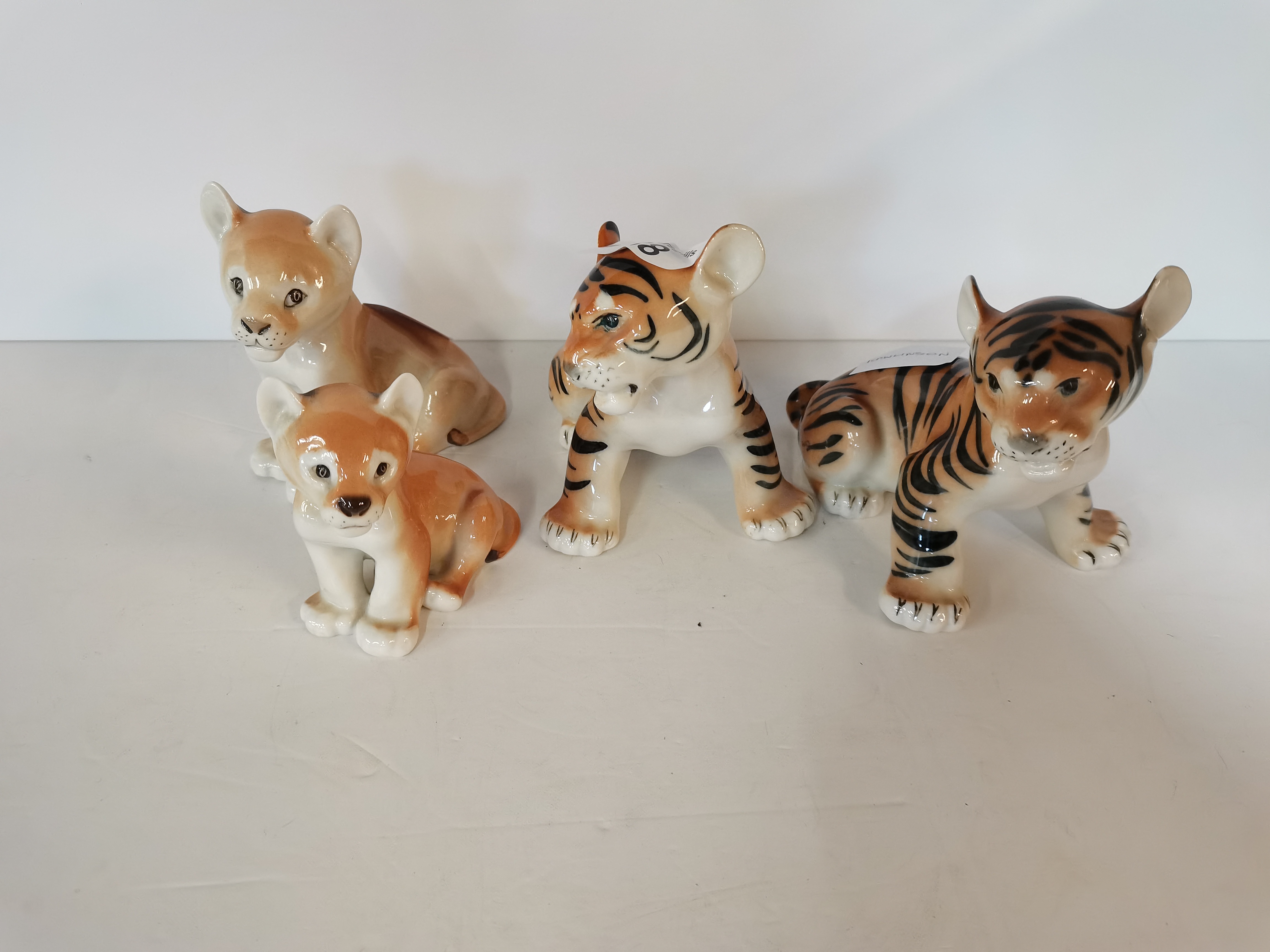 2 Tiger Figures and 2 Lion Cub Figures Made in USSR