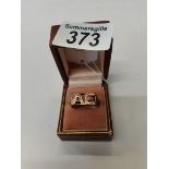 14k gold ring with initials AE 11g size approx V