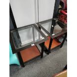 Pair of black and glass square coffee tables