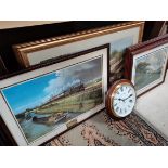 Wall clock and railway pictures