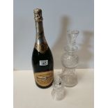 Perrier Jouet champagne and Stuart crystal decanter and bell