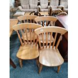 Pine effect dining chairs x 4