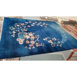 Chinese style large blue rug
