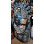 Large African wooden carved mask/wall 125cm