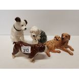 2 Royal Doulton Dogs Old English sheep dog with puppy and Golden Labrador with Puppy Plus 2 Other