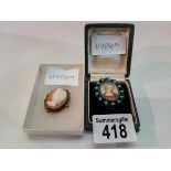 12ct Cameo Brooches and Miniature Portrait Brooch