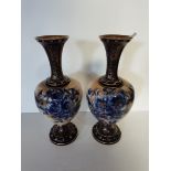 Pair of blue and gold Doulton vases 35cm height