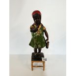 Painted Cold Bronze Figure of a Child Standing on a Chair (Approx 35cm H)