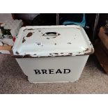 Large White Enamel Bread Bin