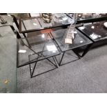 Pair of black and glass square coffee tables