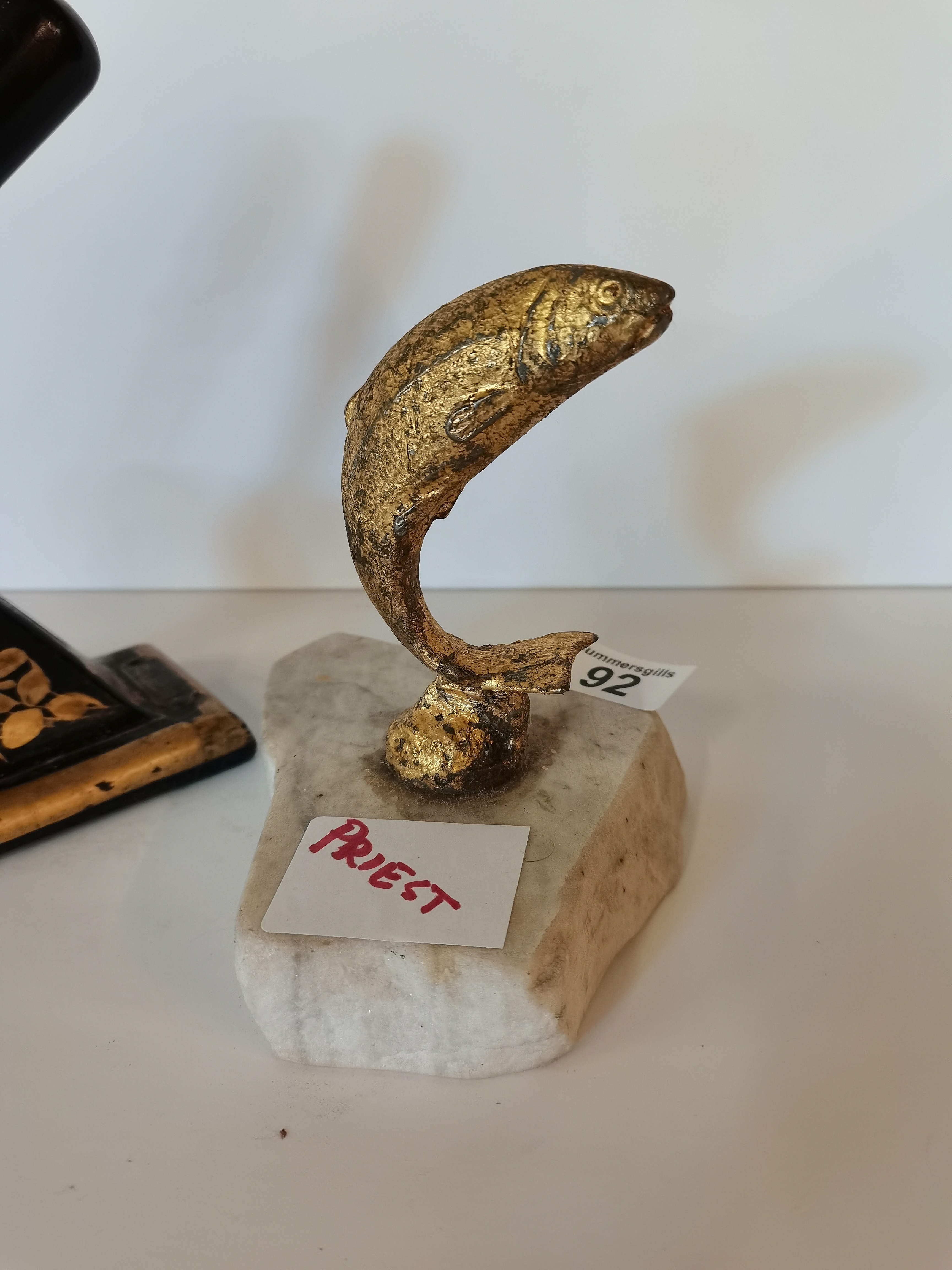 Brass Fish on marble and stamp - Image 2 of 4