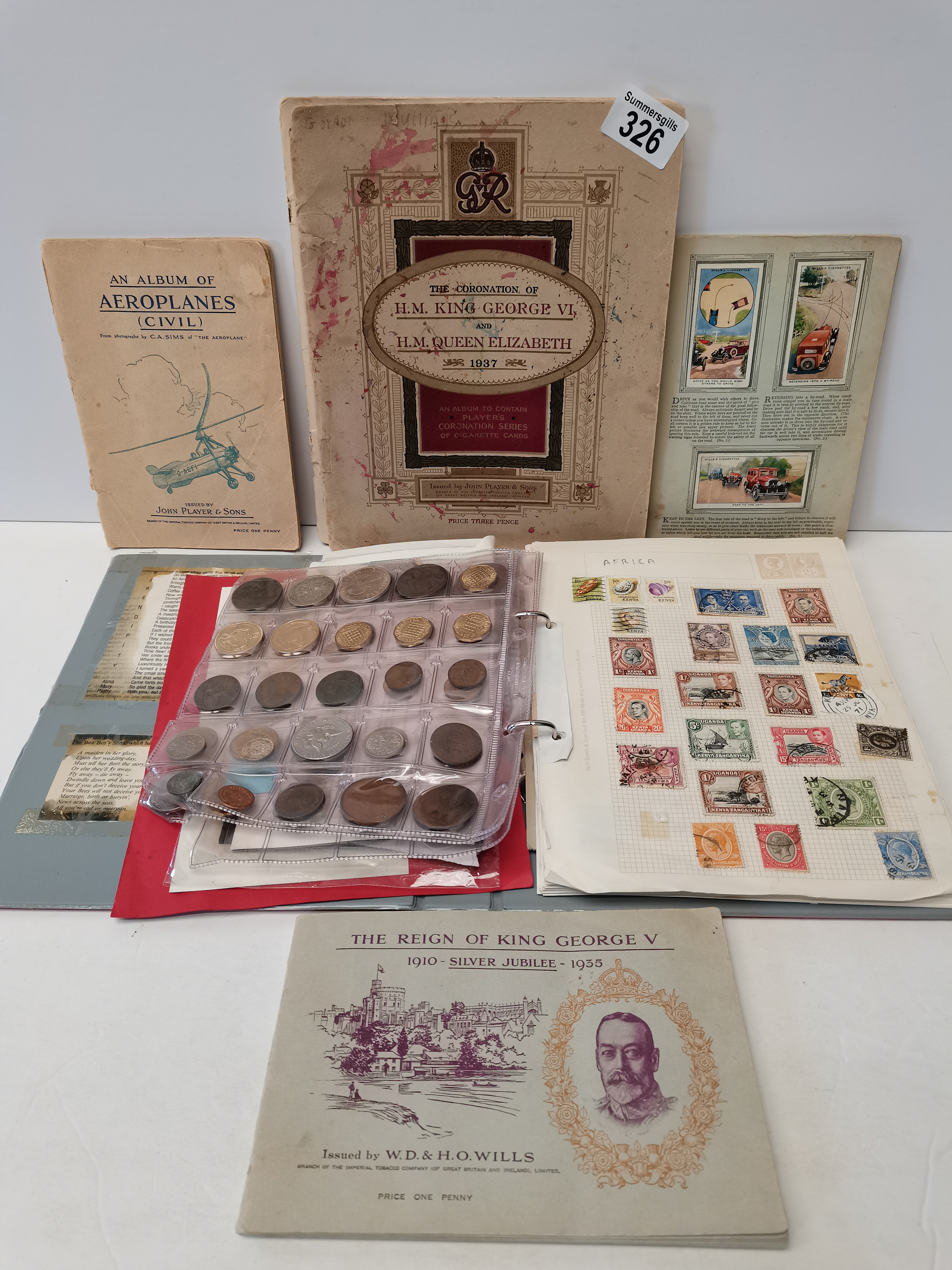 Cigarette cards, coins, stamps etc