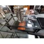 Black and glass rectangular coffee table