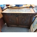 Oak carved blanket box