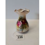 Worcester floral decorated vase with purple base mark