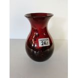 Royal Doulton flambe 18cm deight Black and Red vase with cow decoration