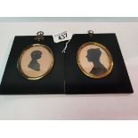 Pair of antique silhouettes ( one inscribed portrait of JHG Bock 1829 )