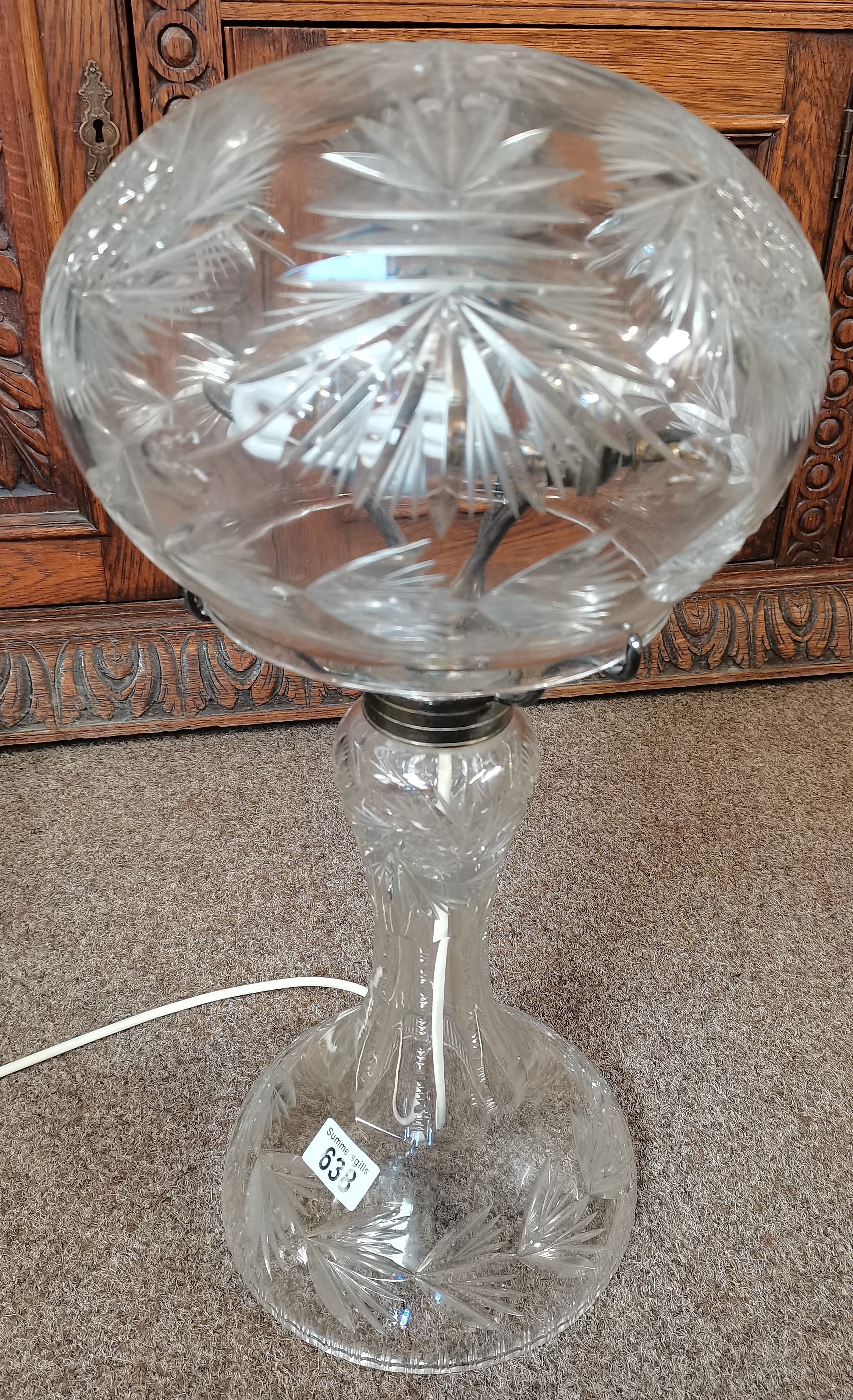 55cm glass and silvered table lamp