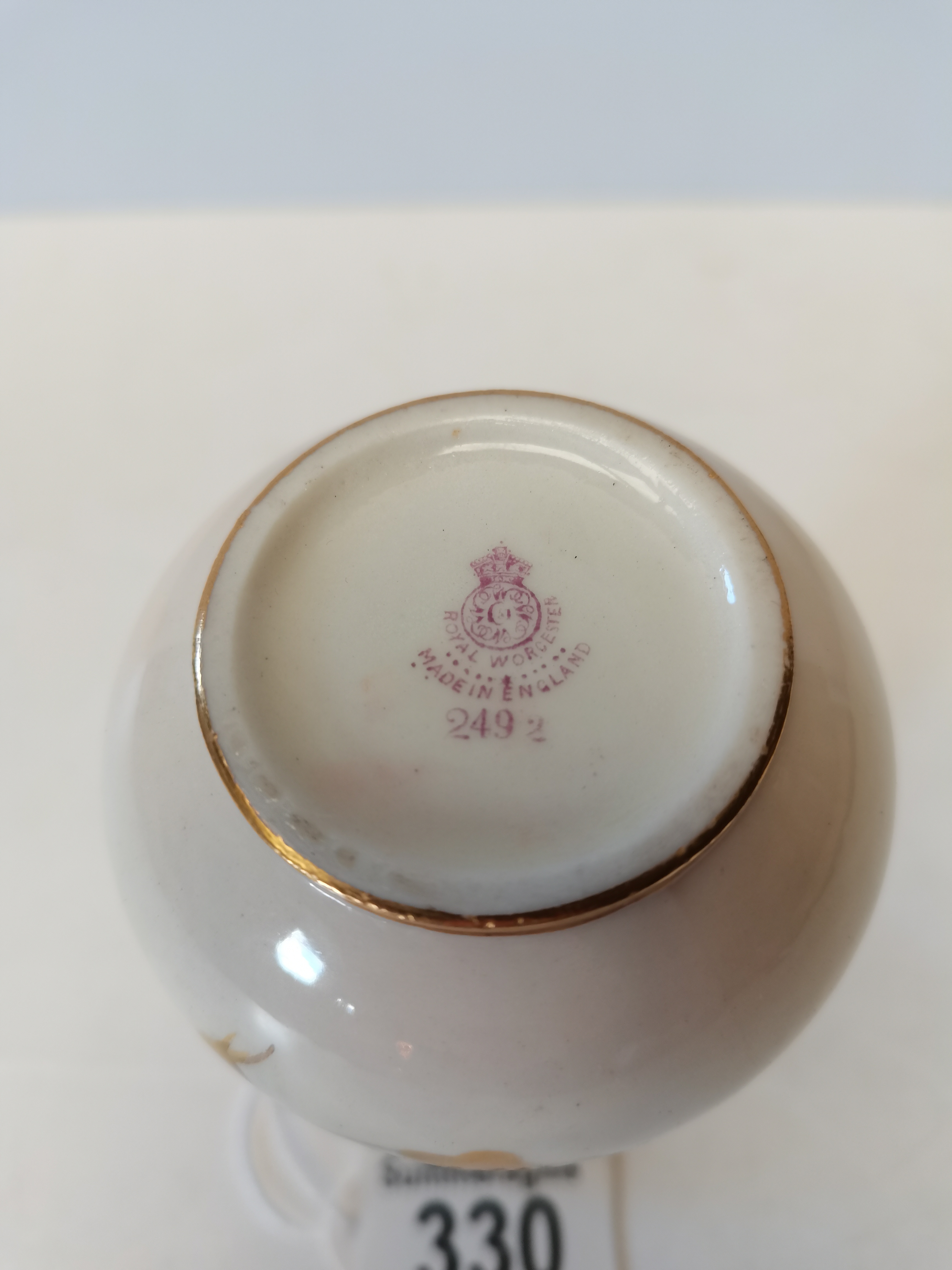 Worcester floral decorated vase with purple base mark - Image 2 of 2